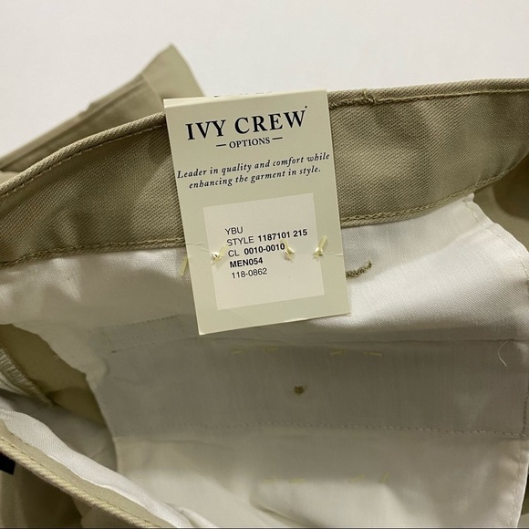 Ivy Crew Men’s 2 Pleat 36X29 Khaki, Business Casual Pants New with Tags - Picture 7 of 9